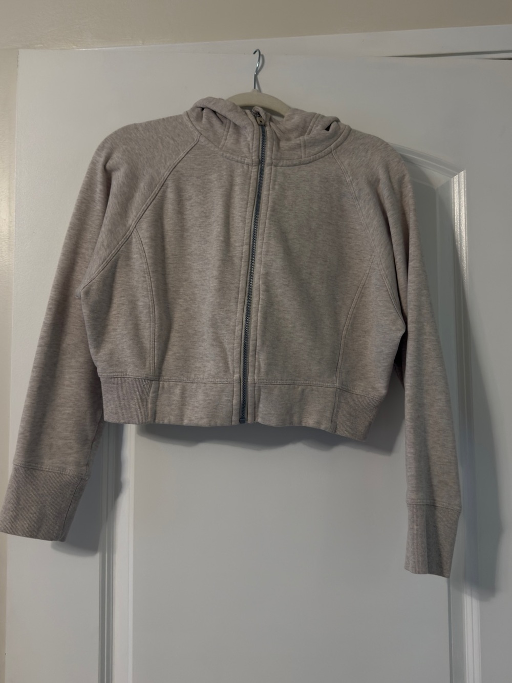 Calvin Klein Cropped Zip Hoodie in Light Heather Gray